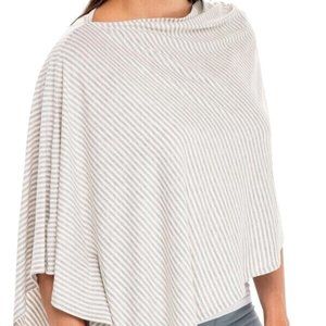 SECRET TREASURES Gray White Striped Cover-Up Rayon Spandex Stretch S-M-L…